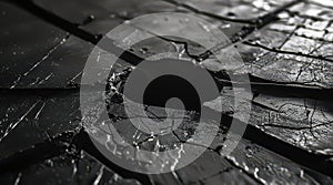 Dark Cracked Surface With A Deep Hole And Dramatic Lighting texture