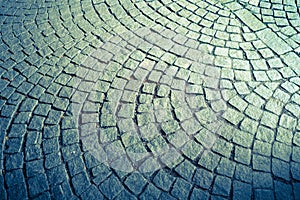 Close-up perspective of stone pavement