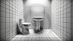 close-up perspective of a straightforward bathroom design. AI Generated