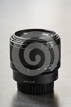 Close up photo of a 18-55 mm camera lens