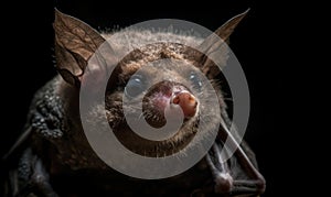 close up photo of bat on black background. Generative AI