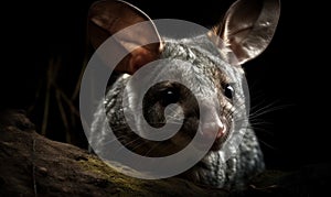 close up photo of bilby macrotis lagotis on black background. Generative AI