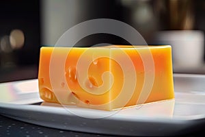 close-up photo of a block of sharp cheddar cheese