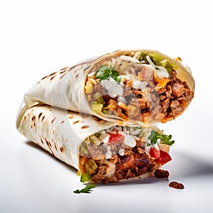 Delicious Meat-filled Burritos On A White Background photo