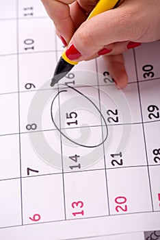 Close-up photo of calendar with a datum