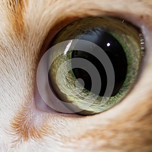 Close-up photo of cat eye. Cute domestic cat