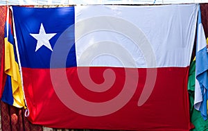 Close up photo of Chilean flag