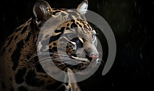 close up photo of clouded leopard in its natural habitat. Generative AI