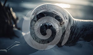 close up photo of crabeater seal in its natural habitat. Generative AI