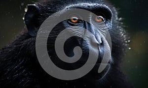 close up photo of crested black macaque in its natural habitat. Generative AI