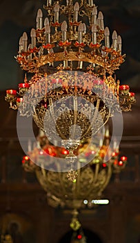 Close up photo of a decorative vintage chandelier