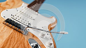 Close-up photo of an electric guitar