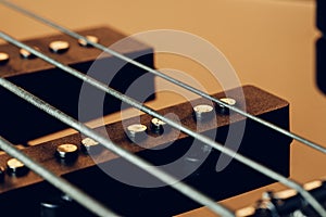 Close up photo of electric guitar fingerboard