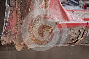 Close-up photo of element rusty car