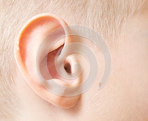 Close-up photo of human ear. Macro photography