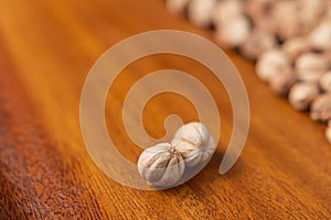 Close-up photo image for a group of dry cardamom with copy space for text. Selective focus