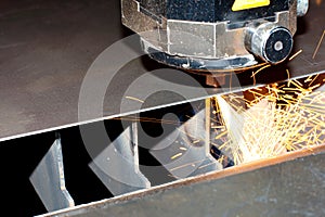 Close-up photo of the industrial laser