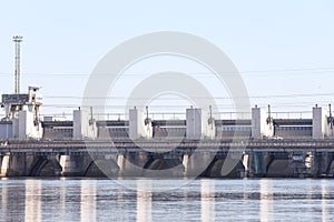 Close up photo of industrial water electricity factory building