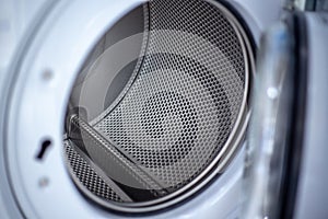 Close up photo of inside washing machine drum