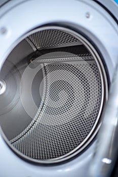 Close up photo of inside washing machine drum