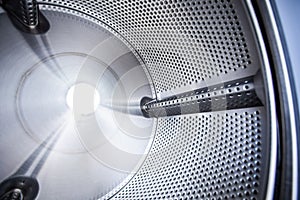 Close up photo of inside washing machine drum