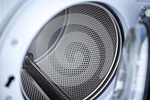 Close up photo of inside washing machine drum