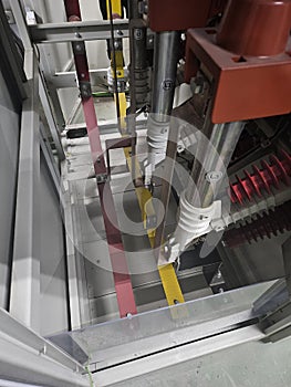 The inside of a medium voltage electrical panel