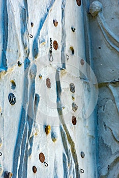 Close up photo of a rock climbing wall photo