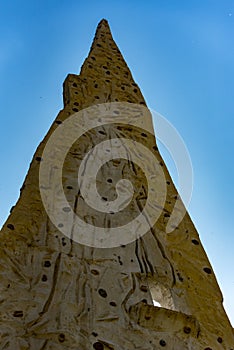 Close up photo of a rock climbing wall photo