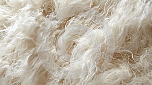 This close-up photo showcases the intricate texture of white fur, highlighting its softness and detail. The individual
