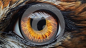 Hyperrealistic Eagle Eye With Fiery Orange Flame photo