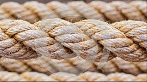 the close up photo shows some ropes connected together with rope