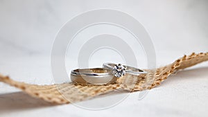 Close up photo of Simple elegan wedding ring design ideas for couple. Cincin nikah simple mewah
