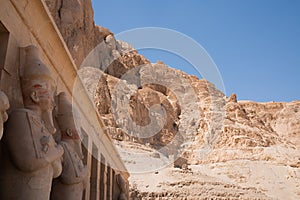 Close up photo of a statue in the temple of Karnak in Luxor Egypt