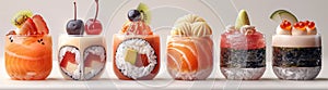 Close-up photo of sushi food. Ai-generated. photo