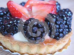 Close up photo of Tart with berries