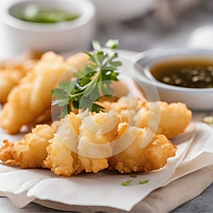 Close-up photo of Tempura food. Ai-generated.