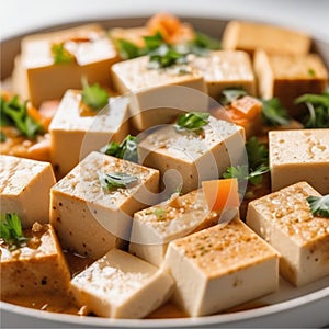 Close-up photo of Tofu food. Ai-generated. photo