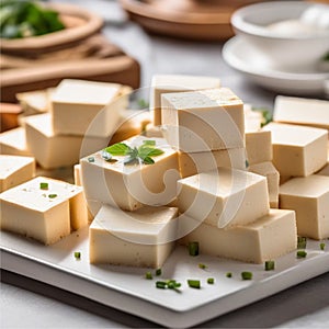 Close-up photo of Tofu food. Ai-generated. photo