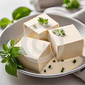 Close-up photo of Tofu food. Ai-generated. photo