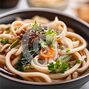 Close-up photo of Udon food. Ai-generated.