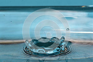 Macro shot of drops making ripples in water