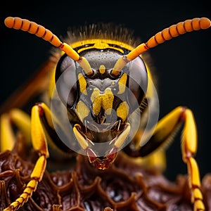Close-up Photo Of Yellow And Black Hornet In Caras Ionut Style