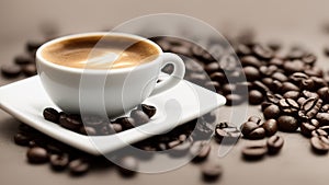 This close-up photograph captures a coffee cup filled