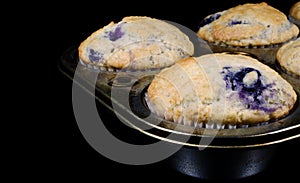 Homemade Blueberry Muffins in an Old Pan