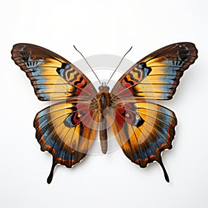 Close-up Photograph Of Pinned Butterfly On White Background