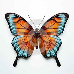Close-up Photograph Of A Pinned Butterfly On White Background