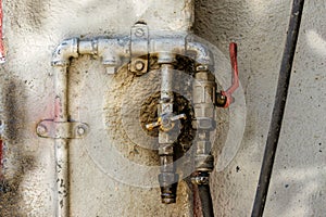 Close-up photography of a rustic pressurized air connection system