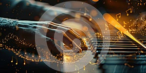 A close-up of a pianist hands playing a keyboard