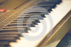Close up piano or electone keyboard.